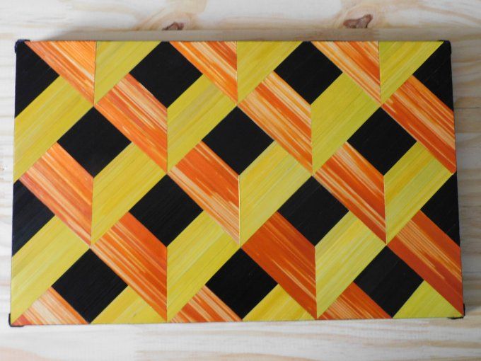 Plateau décoratif en marqueterie de paille