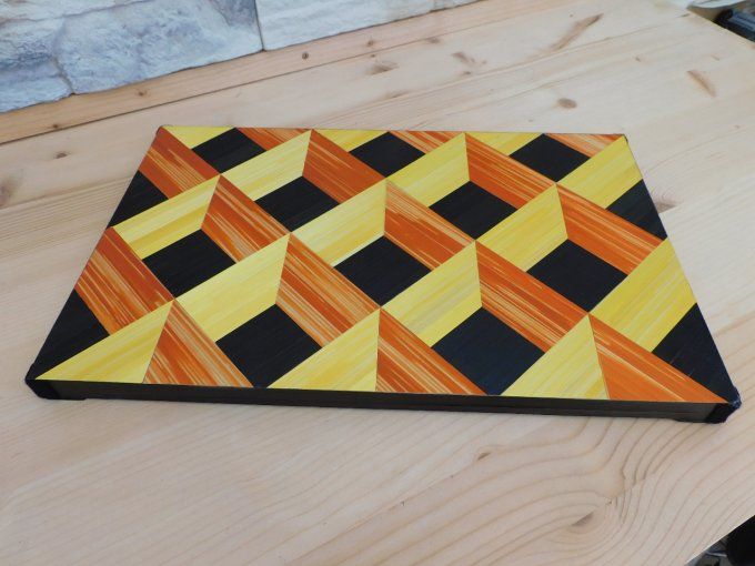 Plateau décoratif en marqueterie de paille