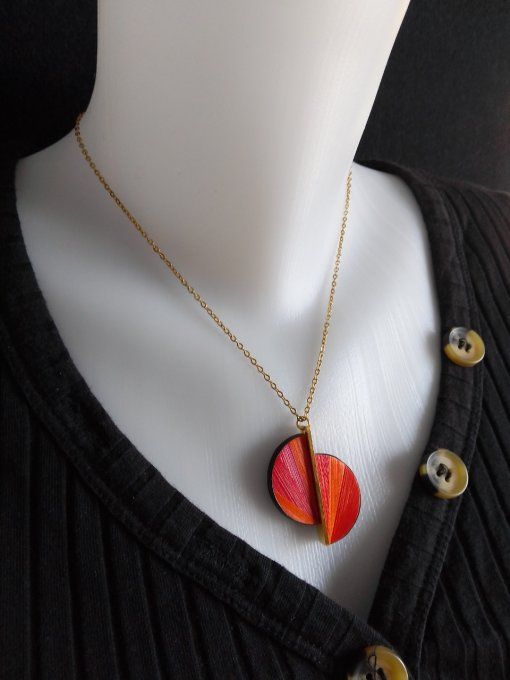 Collier Décalé rouge/orange.