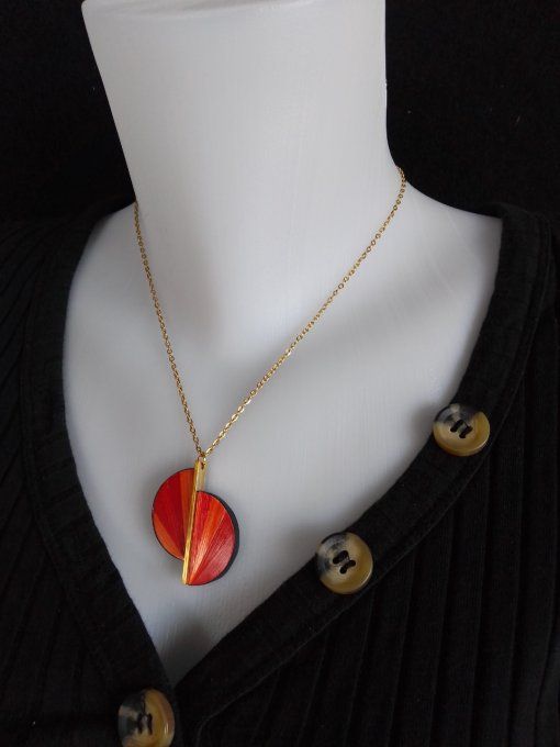 Collier Décalé rouge/orange.