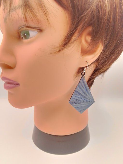 BOUCLES DOREILLES EVENTAIL BLEUES.